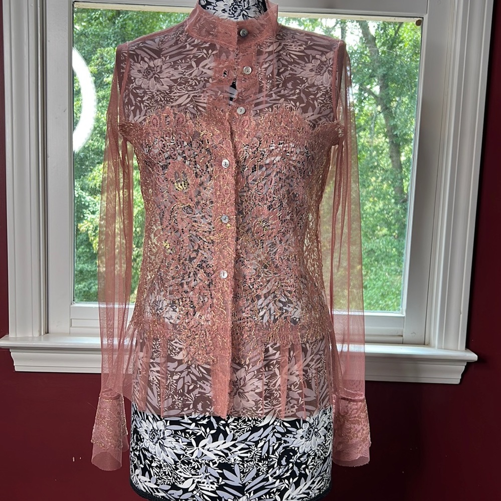 CC Outlaw Pink and Gold Sheet Blouse
